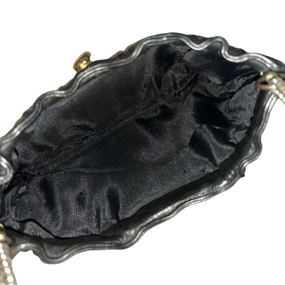 Vintage Ande Black Leather Clutch Evening Bag Purse Handbag Shoulder Bag - Picture 10 of 12